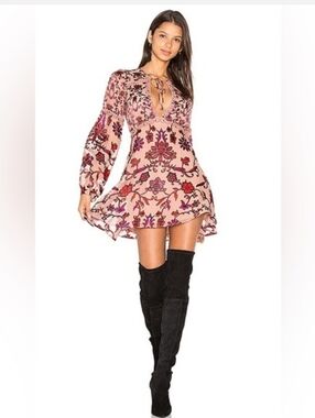 Floral Tie-Front Pink Mini Dress
